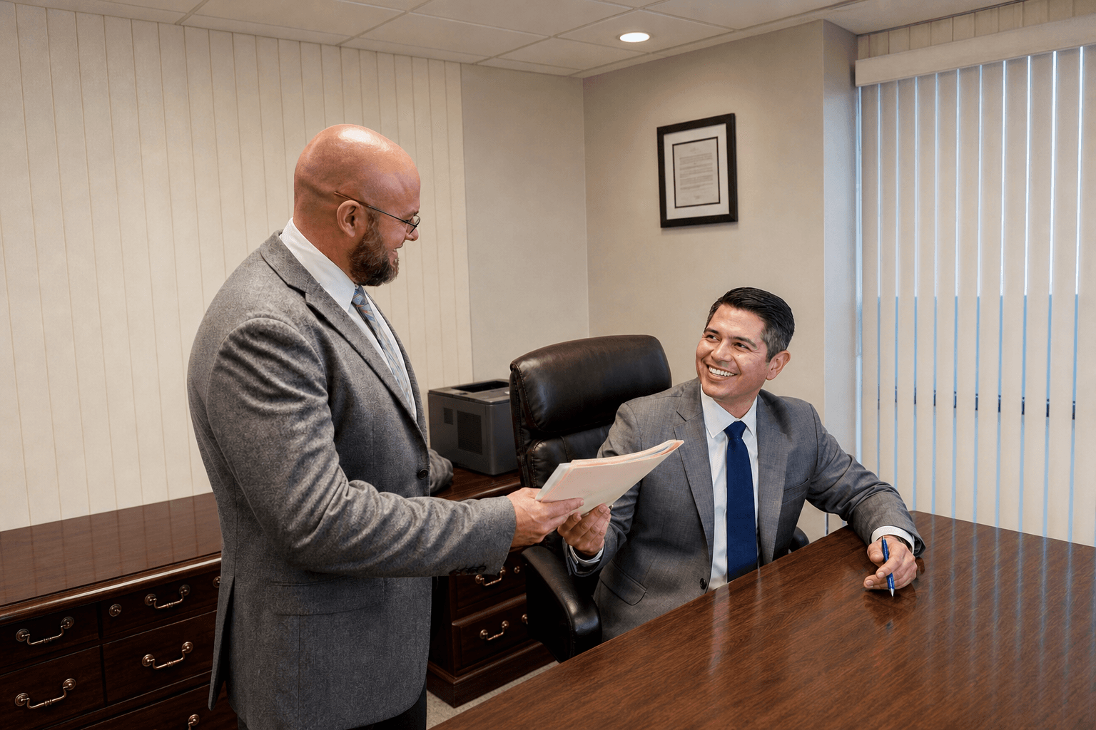 Ruiz Law attorneys reviewing an injury claim together
